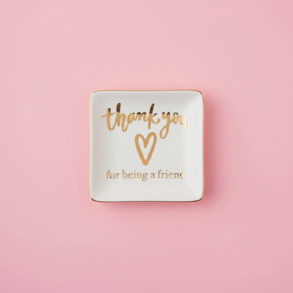 Thank you for being a friend white trinket tray