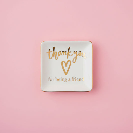 Thank you for being a friend white trinket tray
