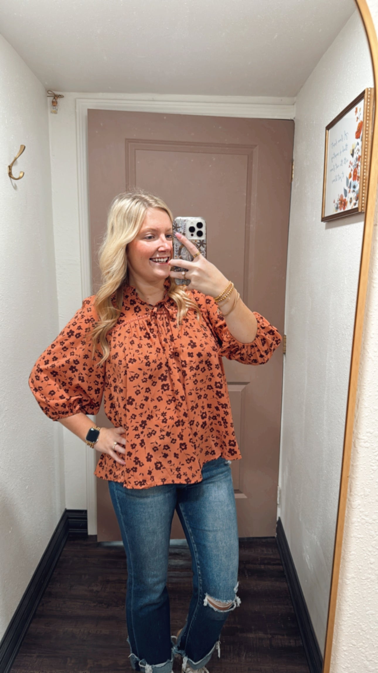 Rust Floral Blouse