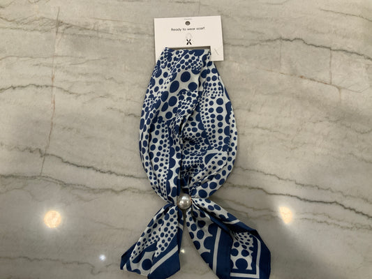 Ready to wear Blue Polka-dot scarf