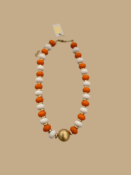 Kylie Necklace Orange and White