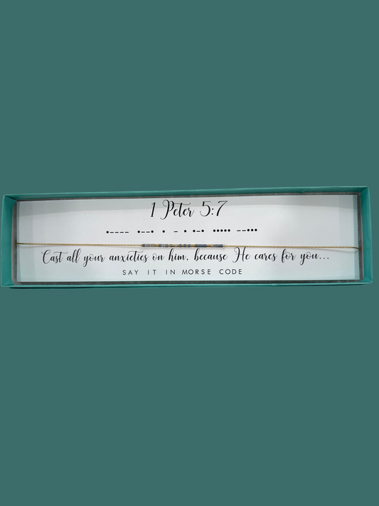 1 Peter 5:7 Necklace - Dot & Dash