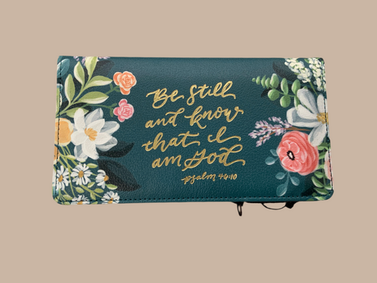 Teal Floral Checkbook Cover