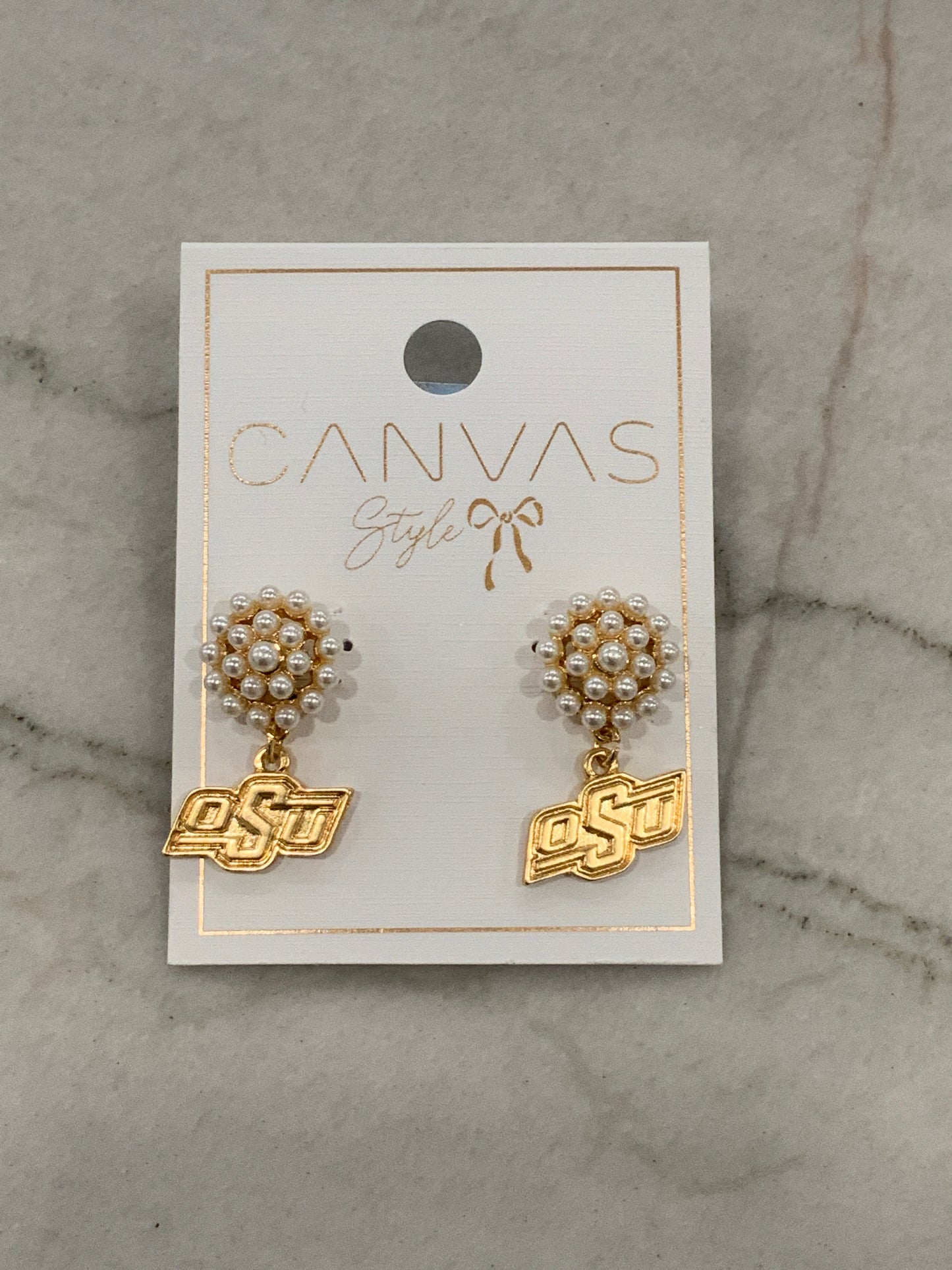 OSU Pearl Cluster Earrings