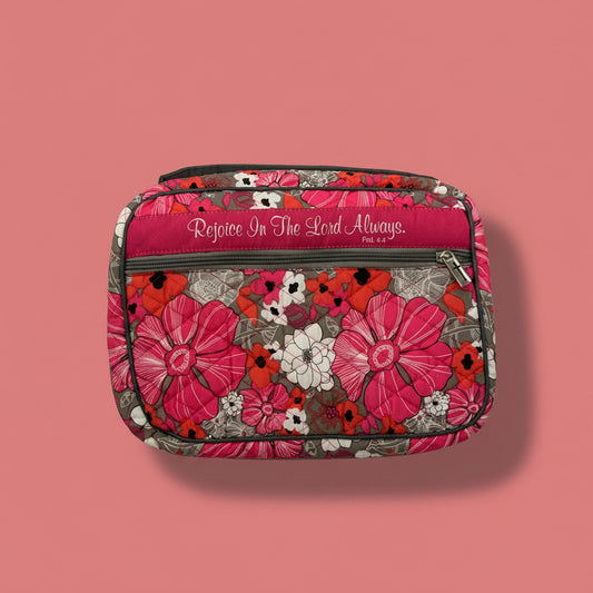 Rejoice Pink Floral Large Bible Cover