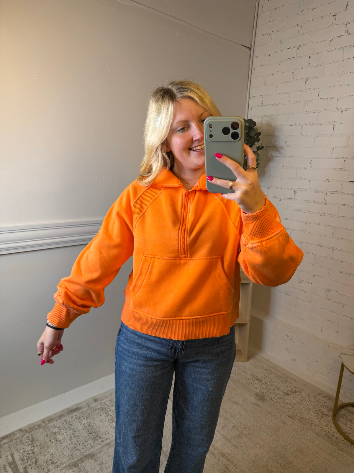 Orange Half Zip Pullover (117)