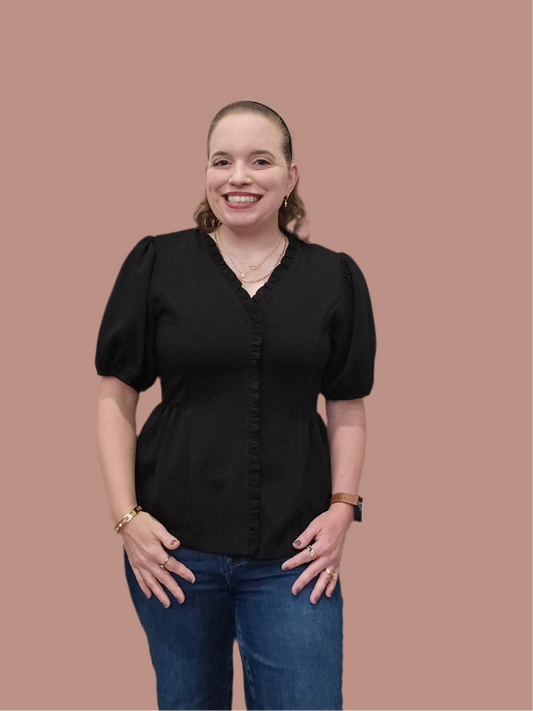 Let's Go Black Blouse