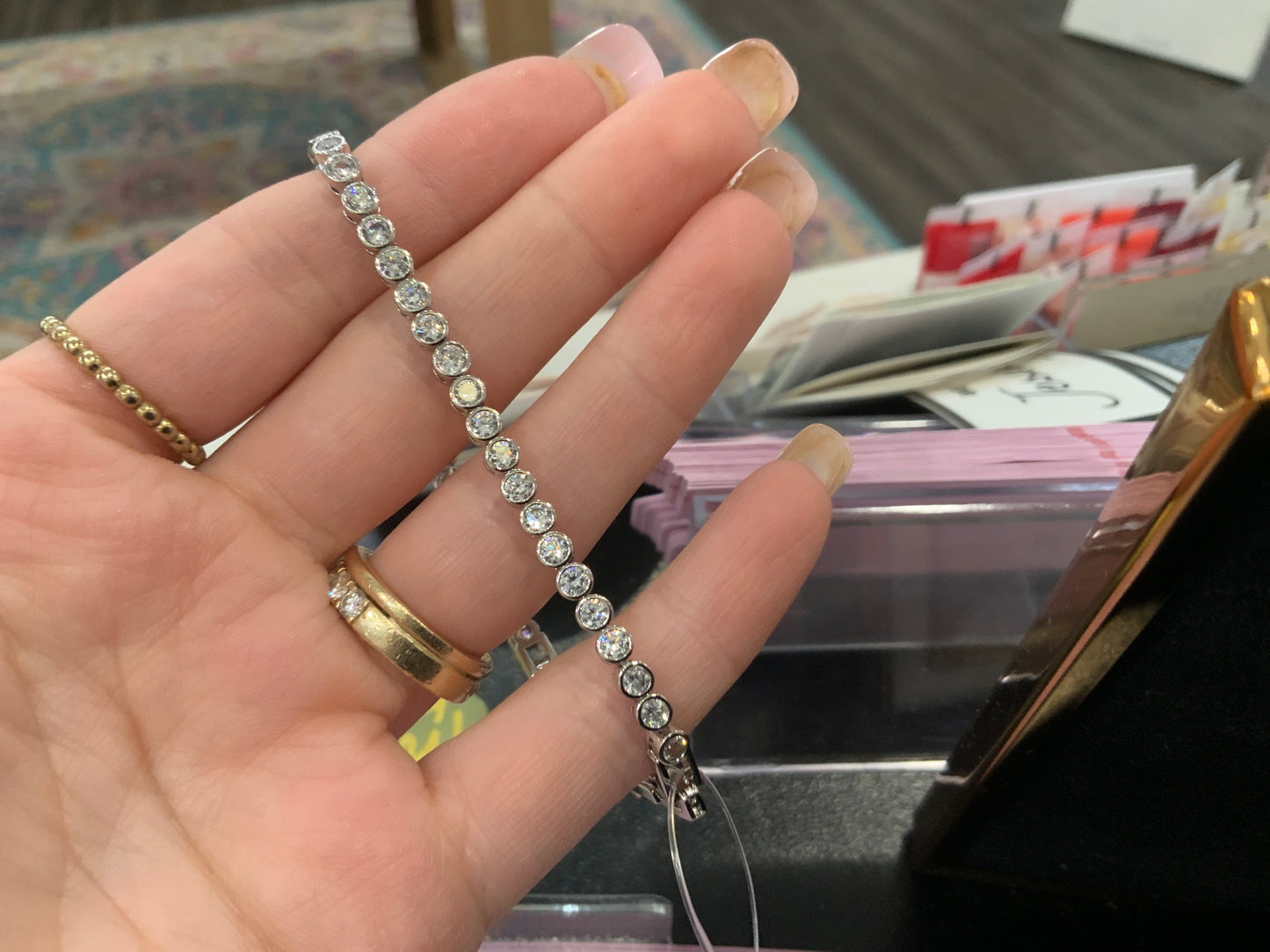 Sliver Diamond Tennis Bracelet (Links)
