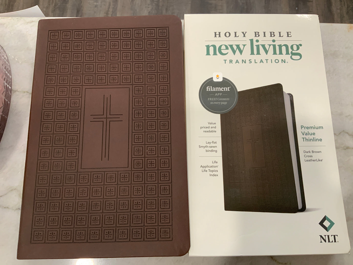 NLT Large Print Brown Cross Bible