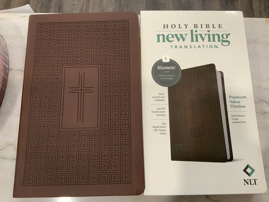 NLT Large Print Brown Cross Bible