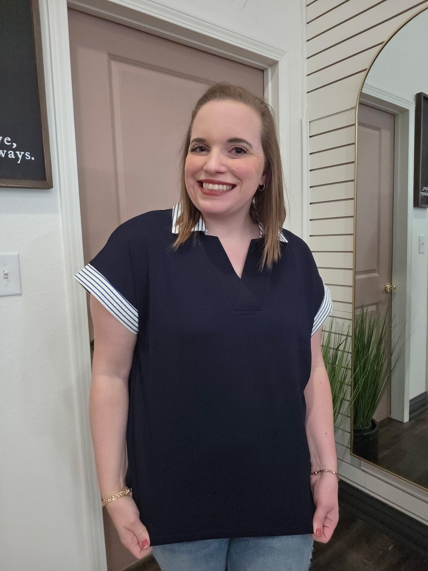 Anchored In Grace Navy Knit
