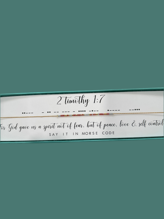 2 Tim 1:7 Necklace - Dot & Dash