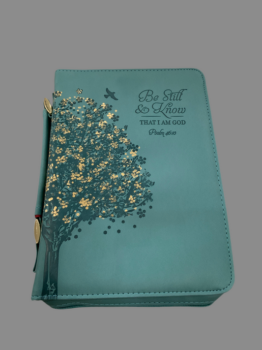 Teal Be Still and Know Bible Cover