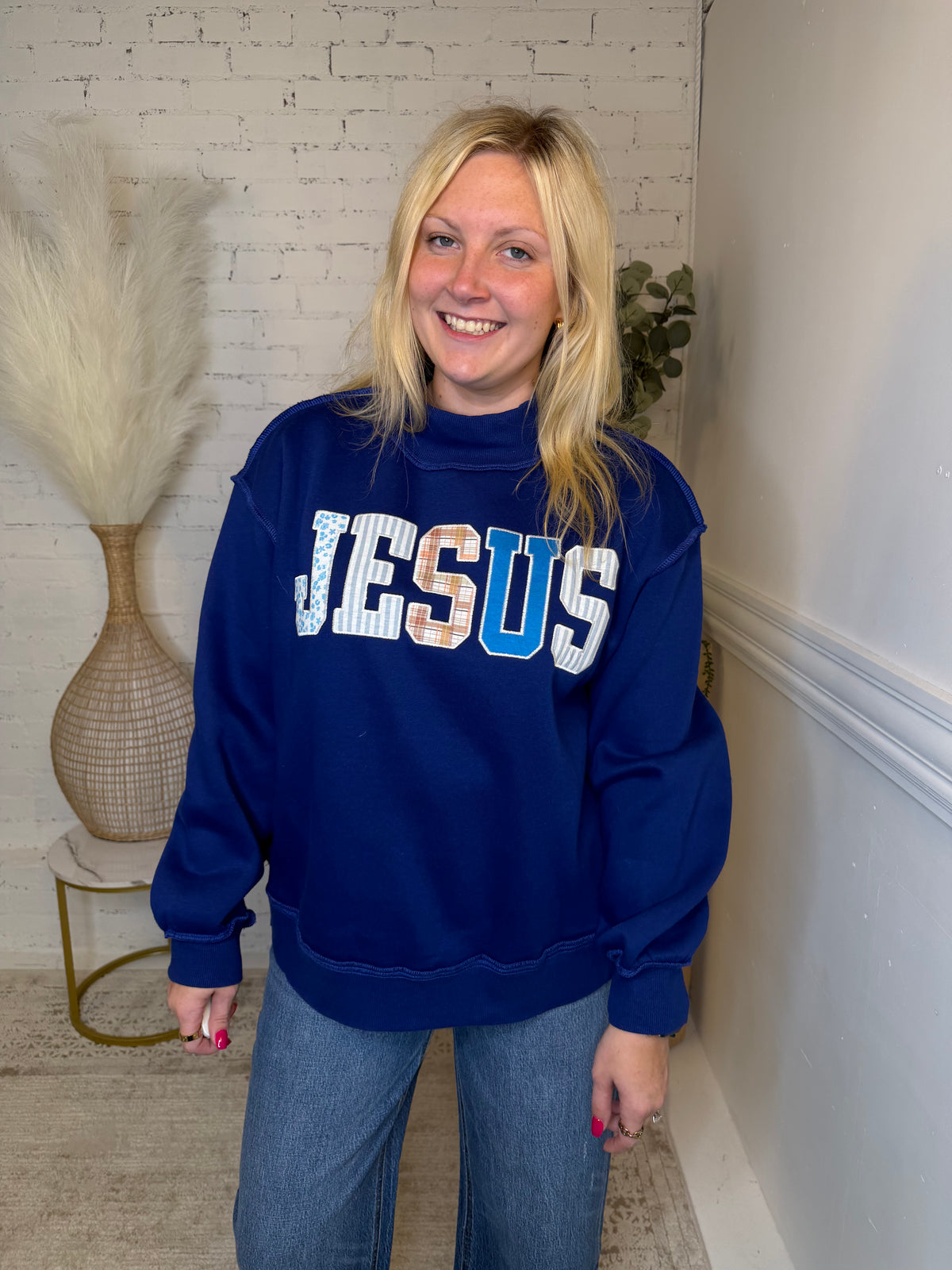 Navy JESUS Mock Neck