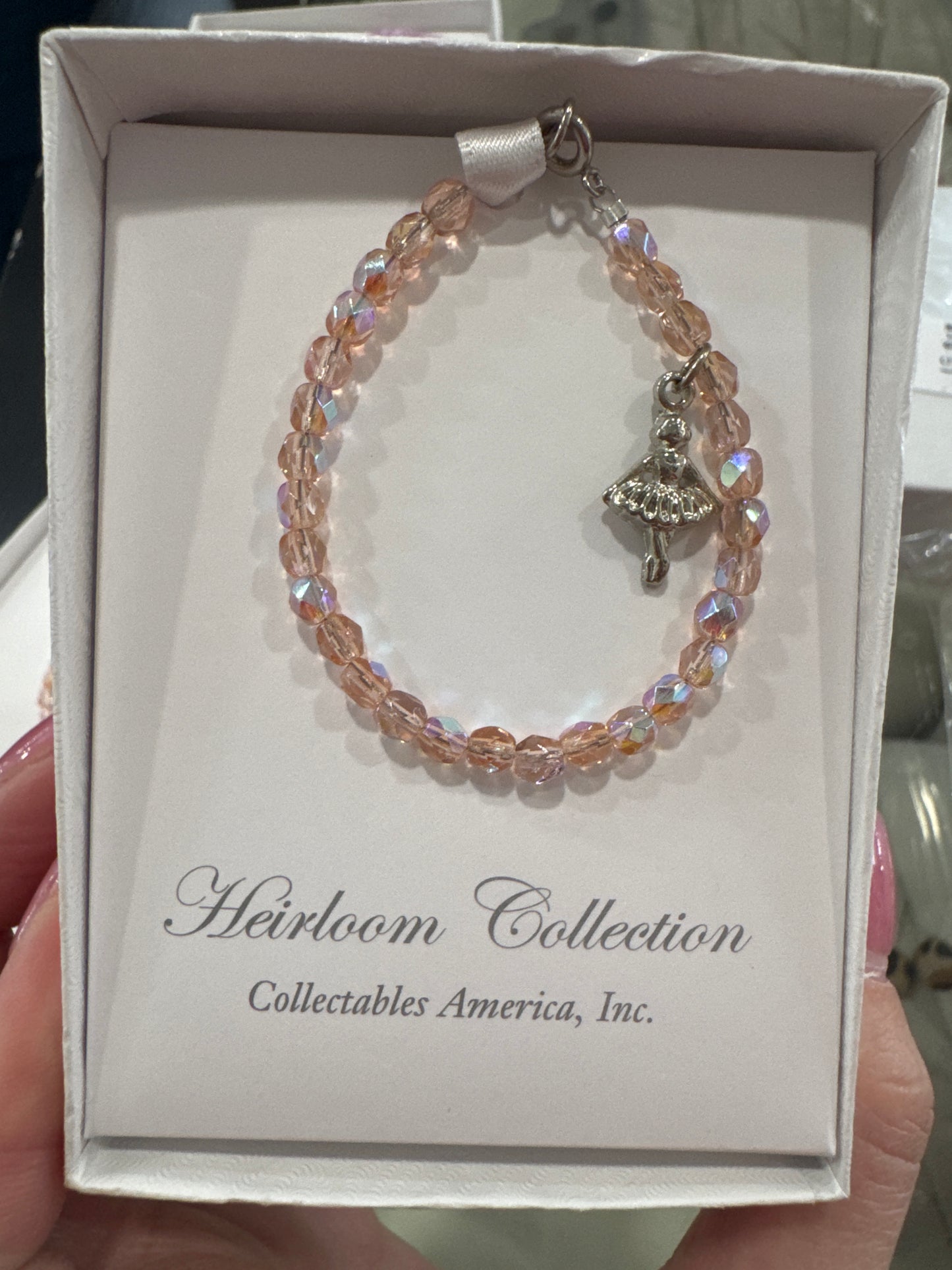 Pink Crystal Ballerina Bracelet 5 inch