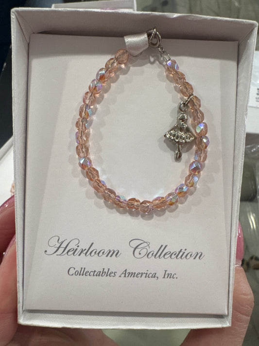 Pink Crystal Ballerina Bracelet 5 inch
