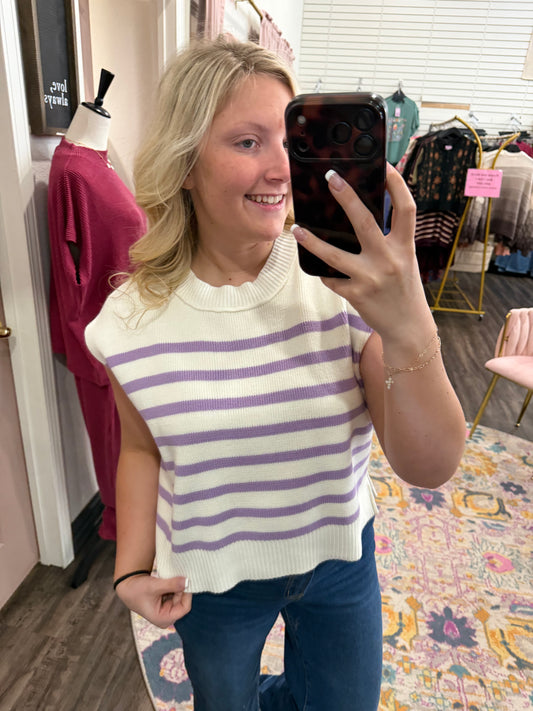 Lavender Stripe Crew Neck