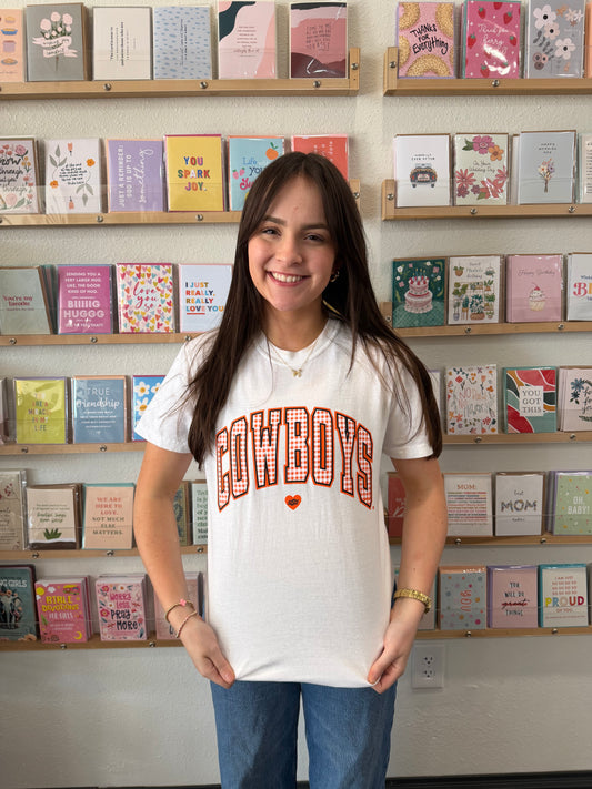White Cowboys Gingham Tshirt (117)