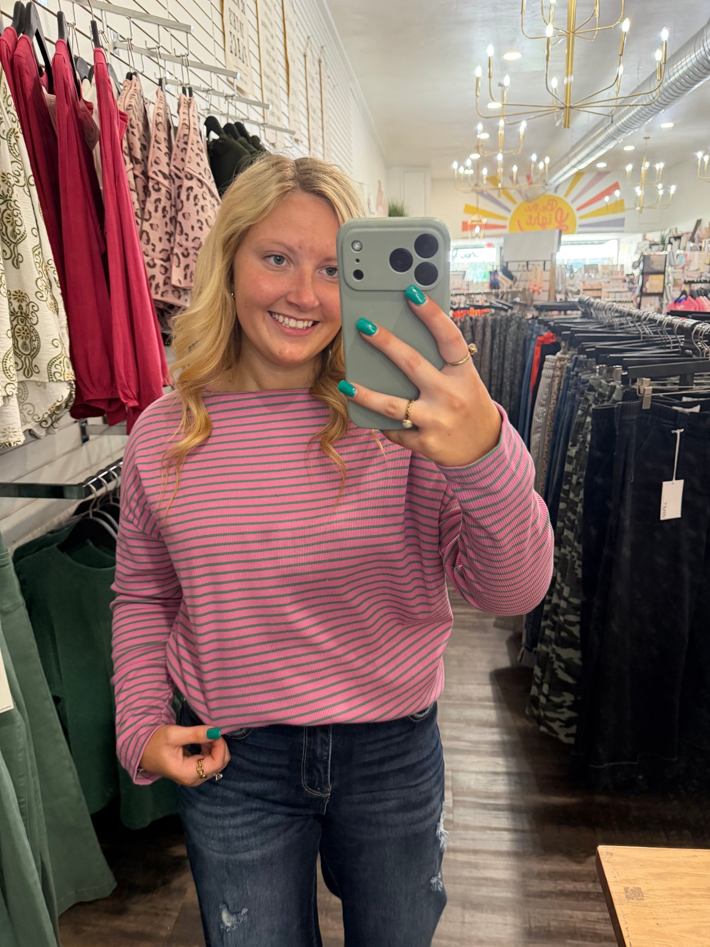 Blushing Teal Sweater Top