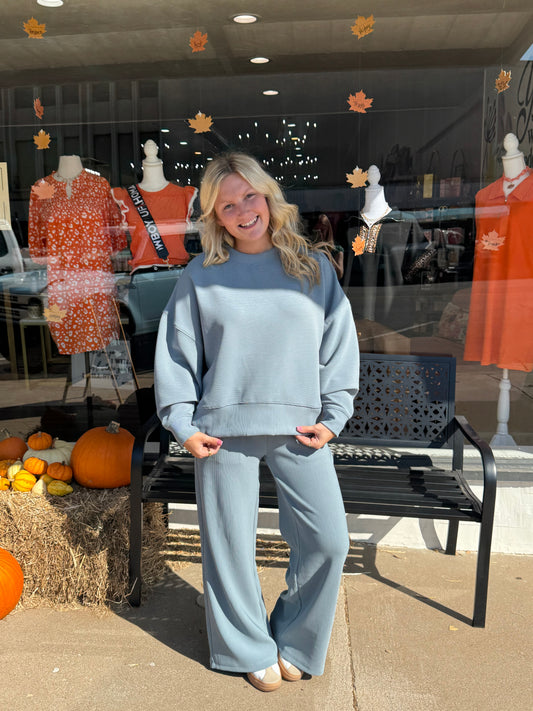 Blue Grey Ribbed Set (117)