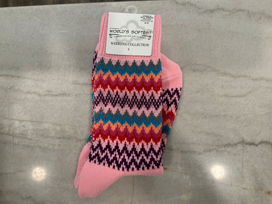 Pink Multi Crew Sock