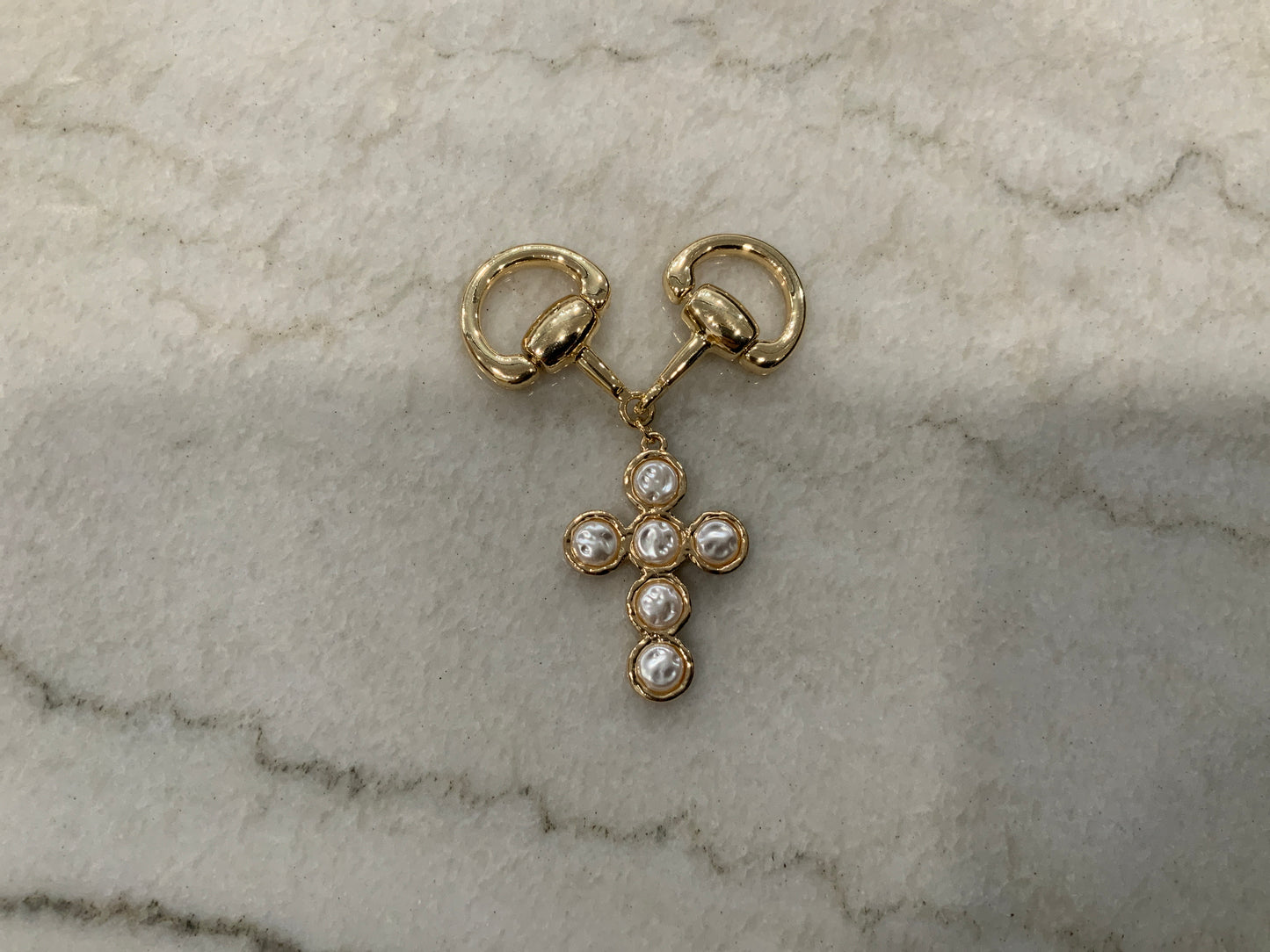 Cross/Pearl Charm Drop