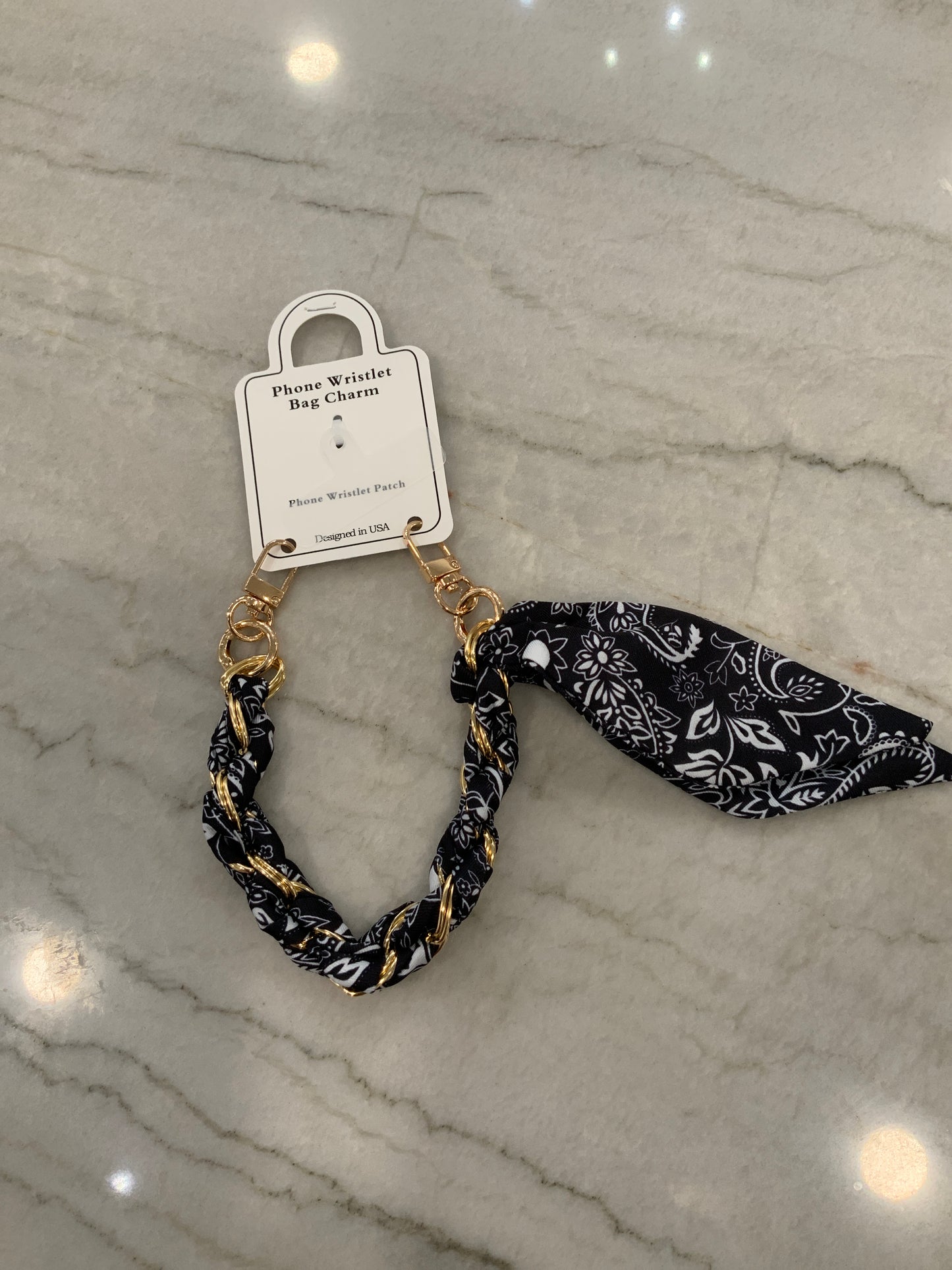 Scarf Phone Wristlet Black Bandana