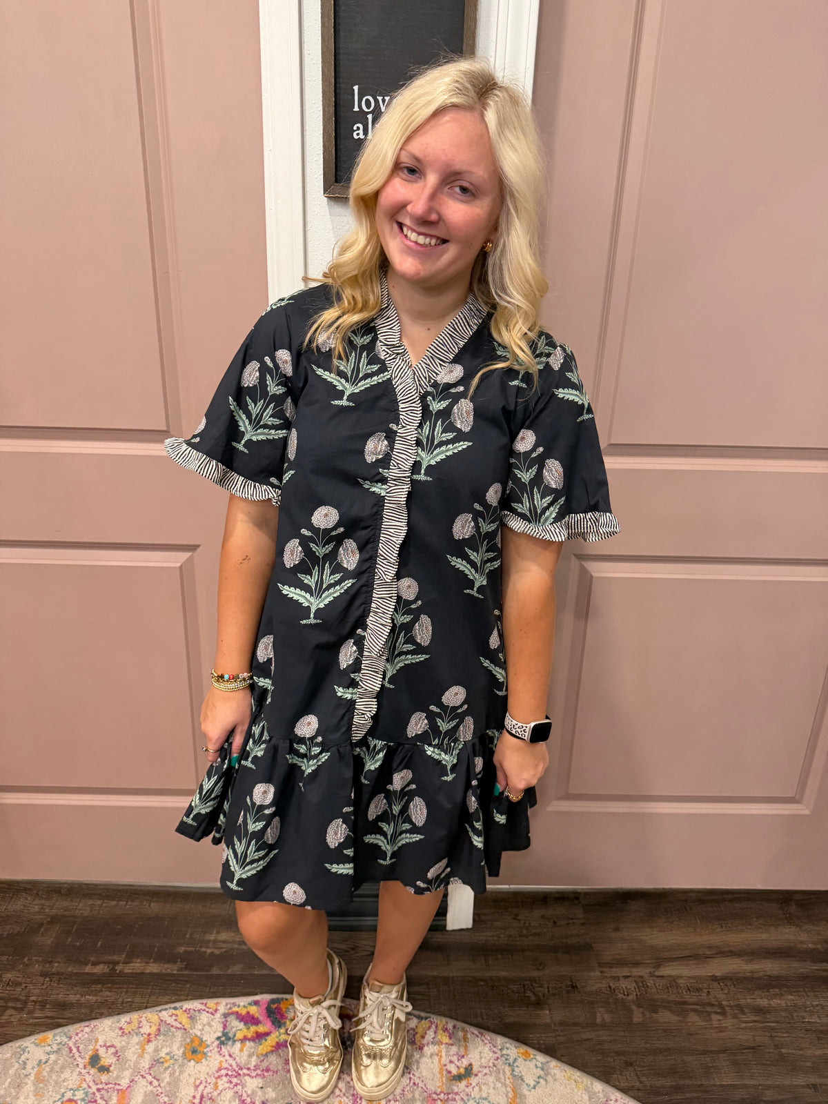 Darling Days Charcoal Navy Dress
