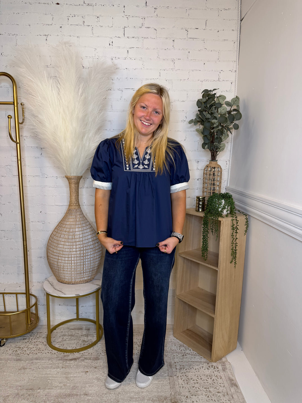 Costal Grace Navy Blouse