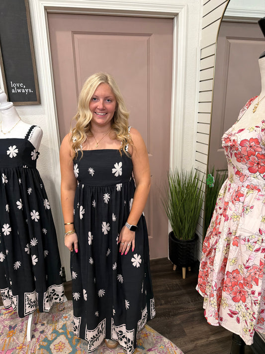 Black Petal Midi Dress (117)