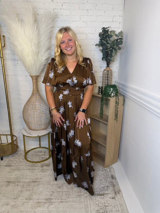 Mocha Floral Maxi Dress