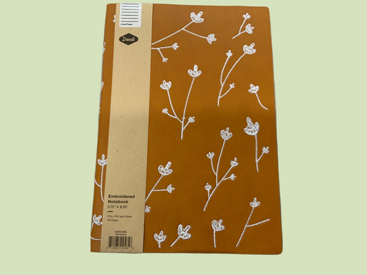 Brown Floral Embroidered Notebook