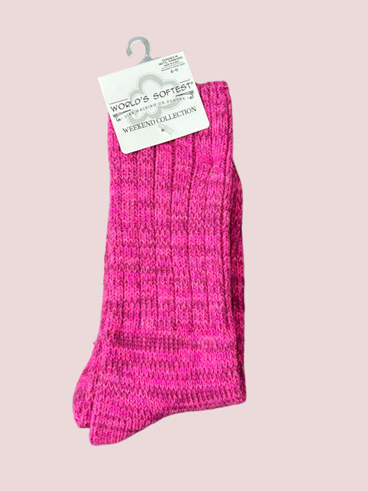 Hot Pink Crew Socks