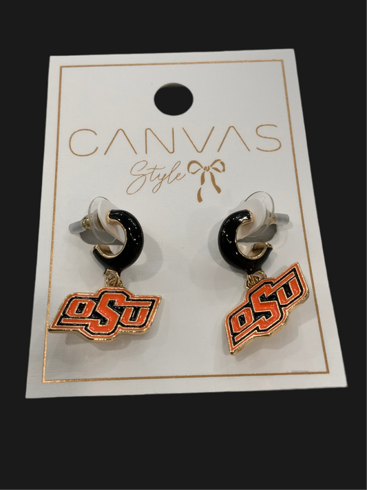 OSU Black Hoops Earrings