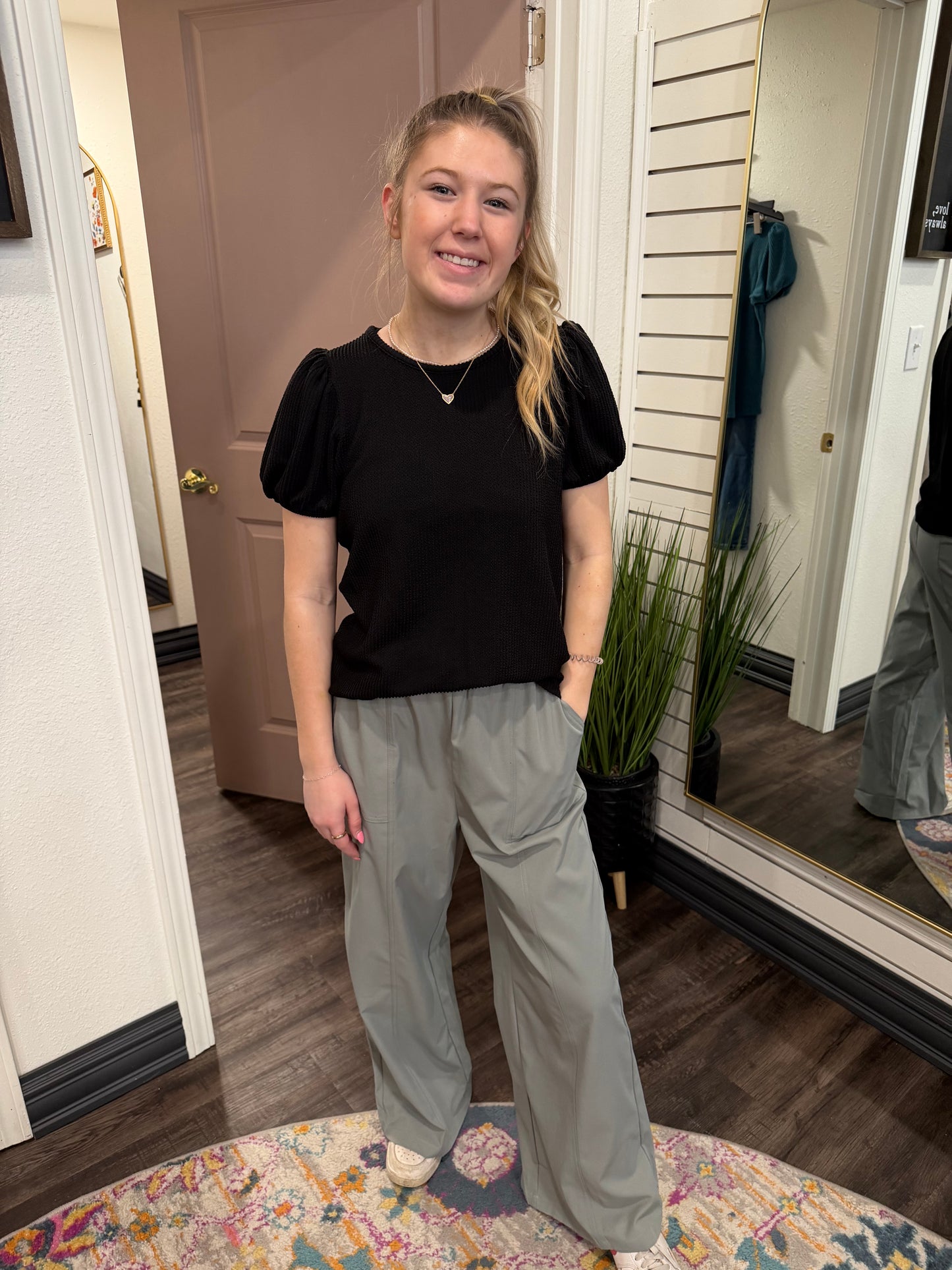 Everyday Grace Ribbed Black Top
