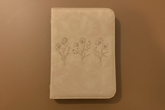 Tan Trio Floral Bible Case