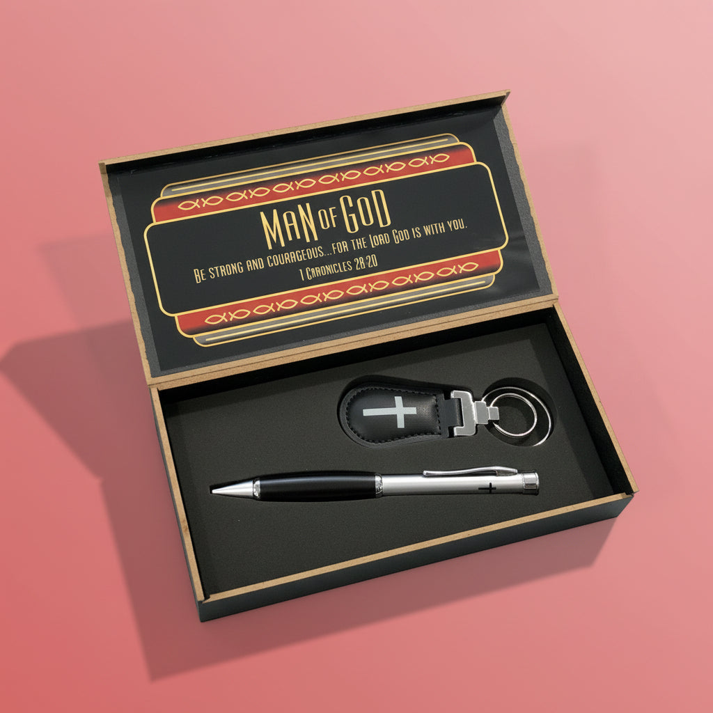Man of God Blk pen/keychain set