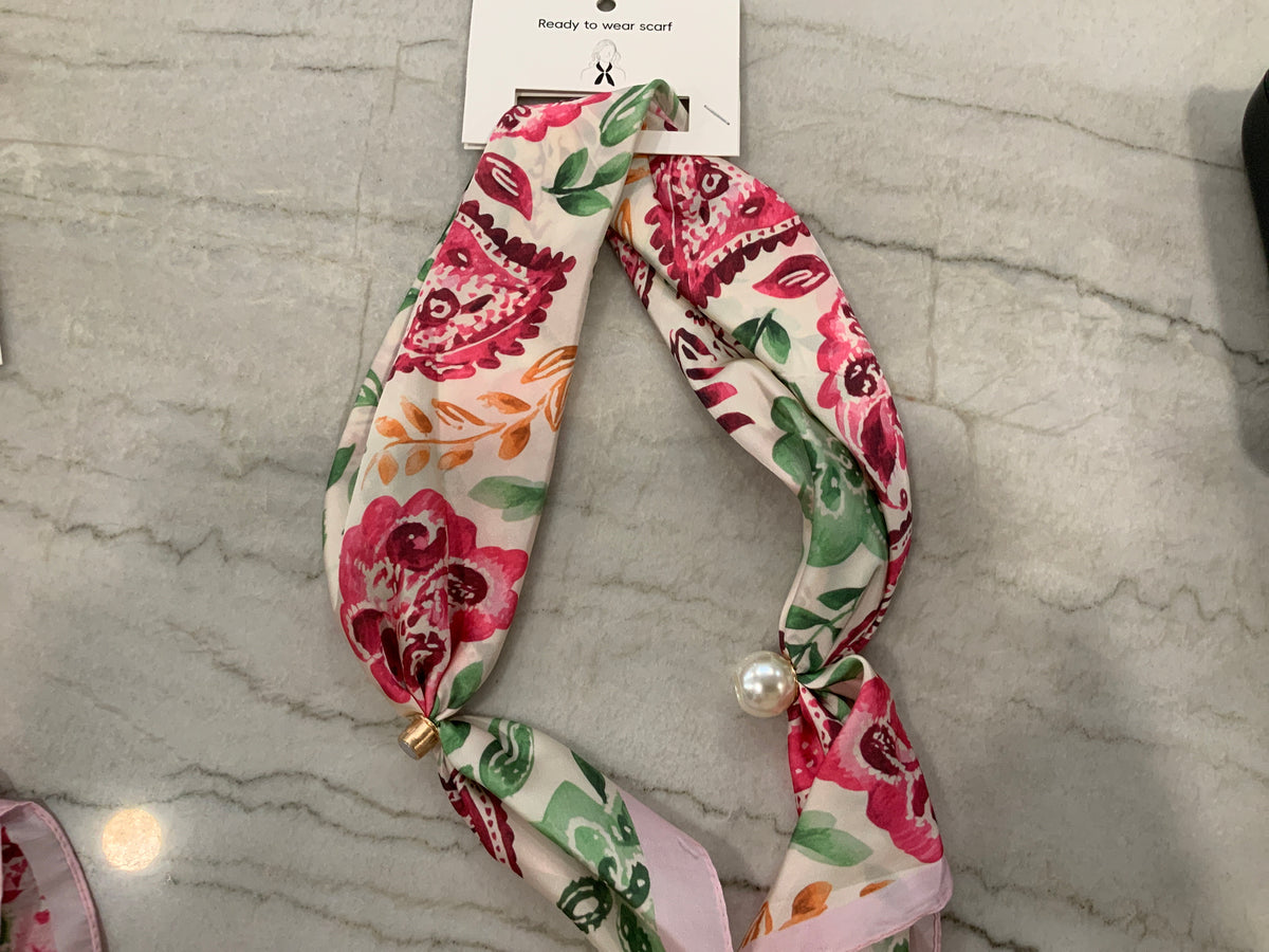 Pink Floral Ready-to-wear Magnetic Scarf