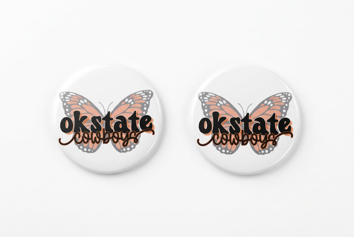 Okstate Butterfly Button