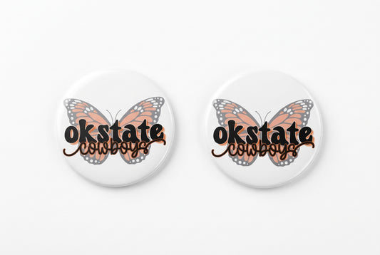 Okstate Butterfly Button
