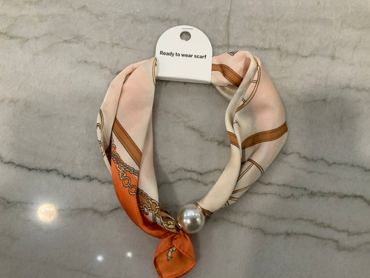 Small orange/ cream magnetic scarf