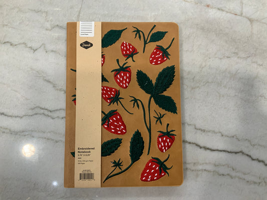 Strawberry Embroidered journal