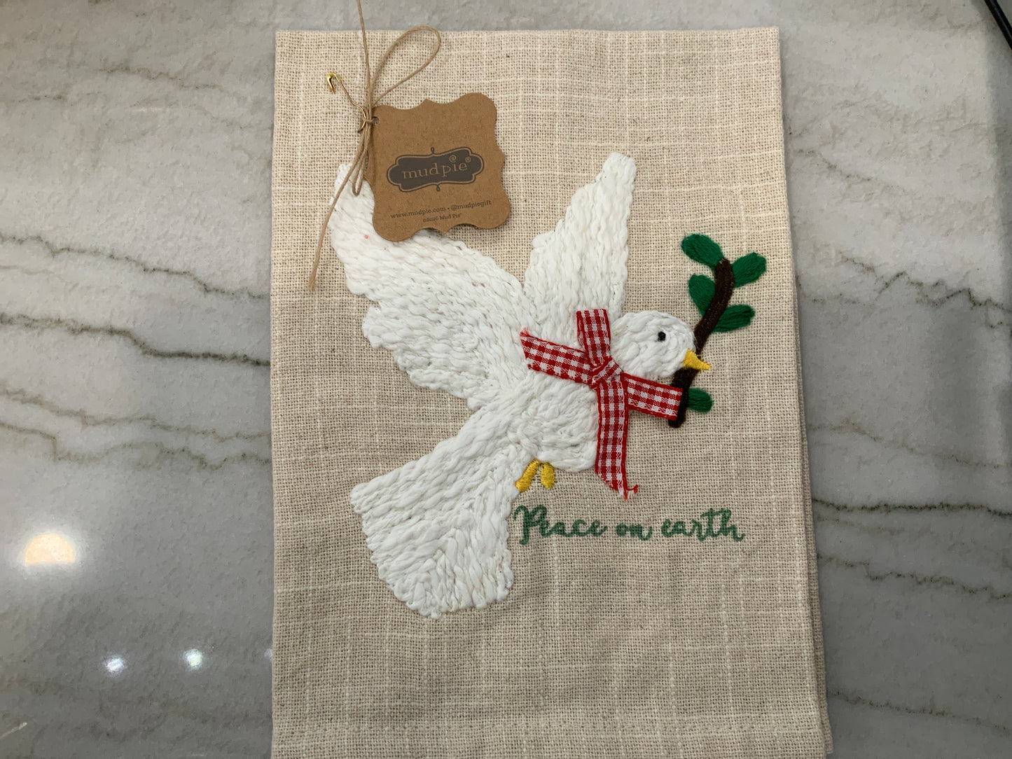 Dove Embroidered Tea Towel