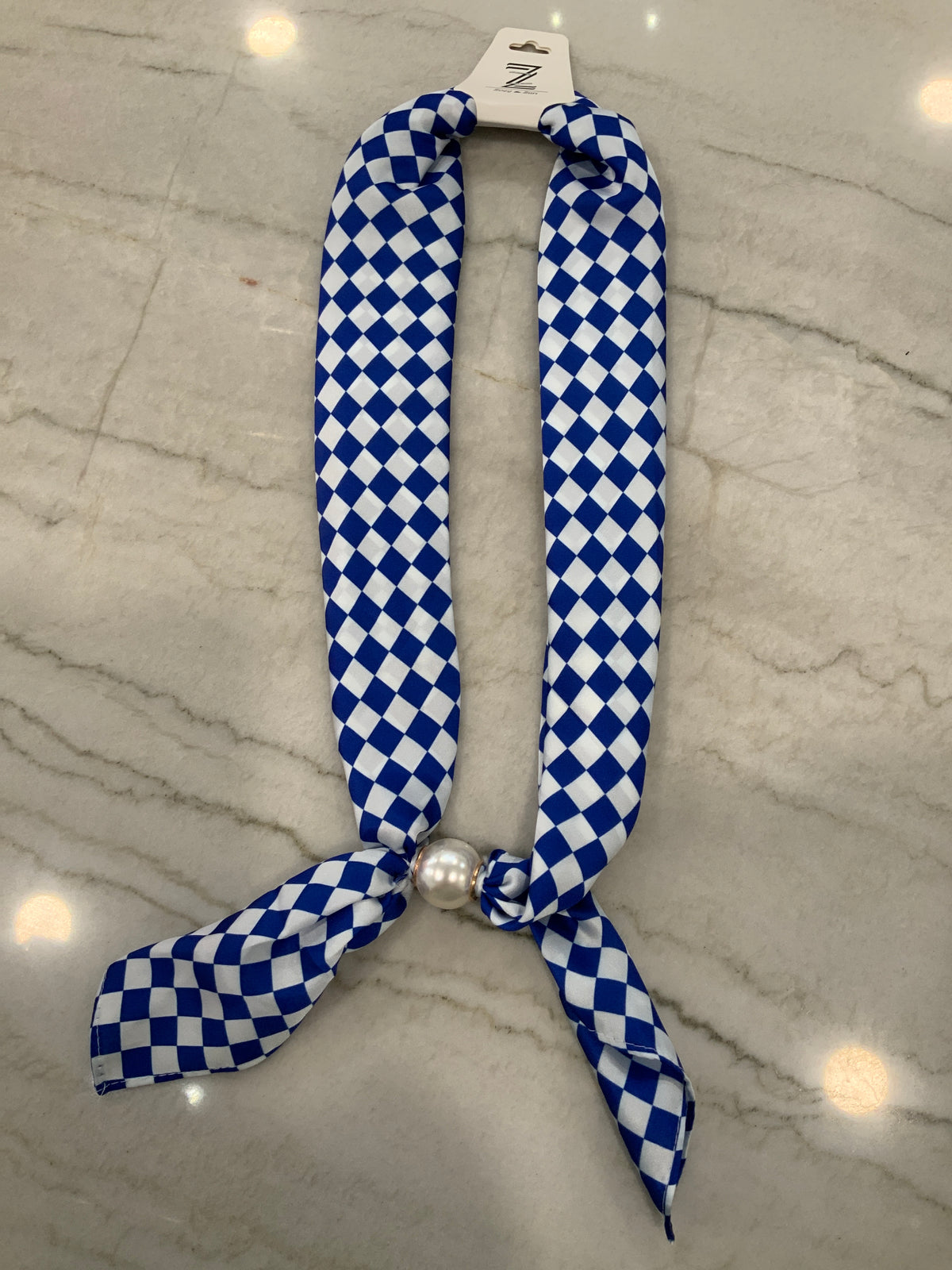 Game Day Checkered Blue Magnetic Scarf