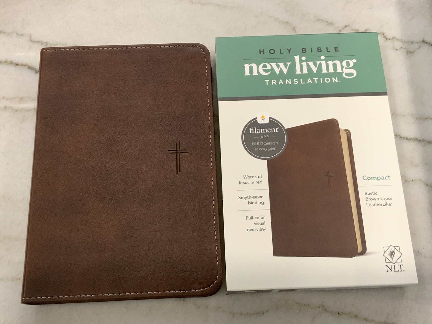 Rustic Brown Cross NLT Compact Bible