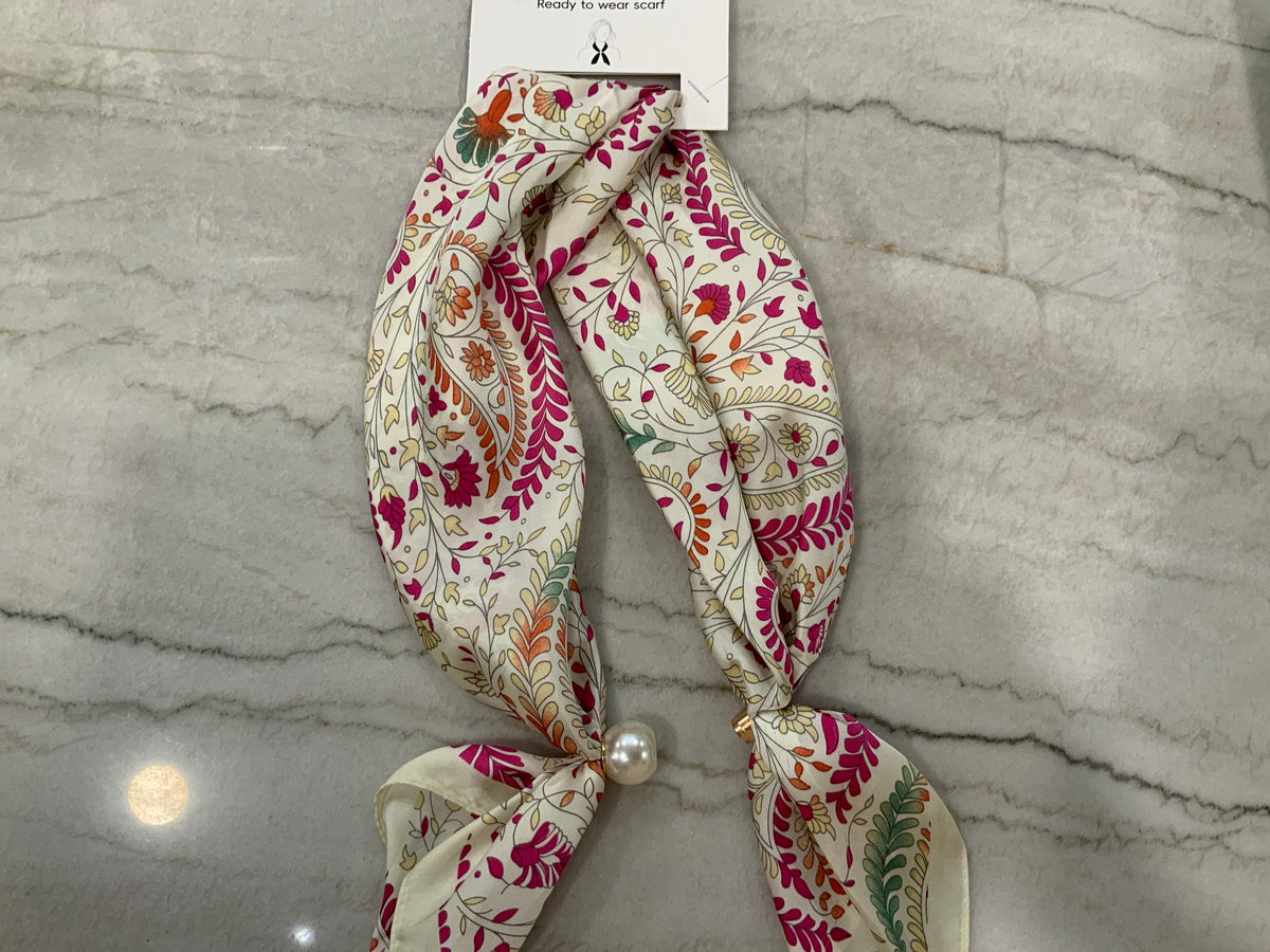 Pink small floral Ready-to-Wear Magnetic Scarf