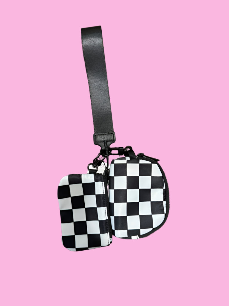 Checkered Wristlet Pouch