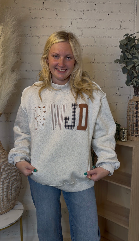 WWJD Grey Mock neck