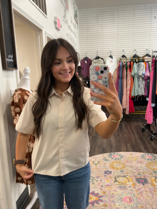 The Sunday Taupe Blouse