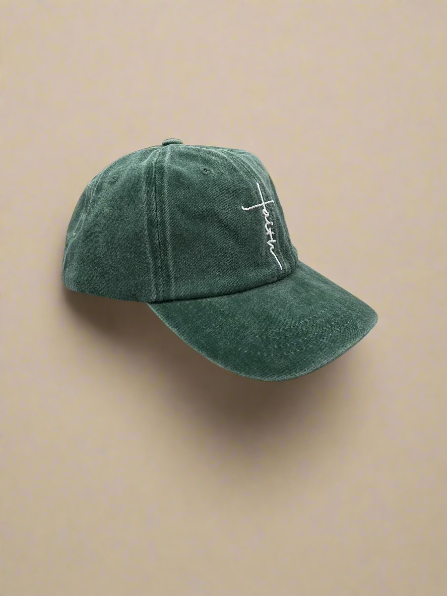 Faith Cursive Green Hat